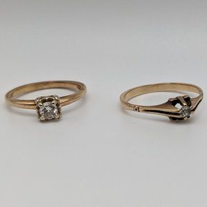 antique gold and crystal engagement rings